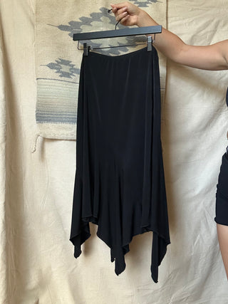 Black Stretchy Asymmetrical Hem Skirt