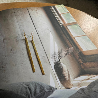 Bronze textured vertical earrings