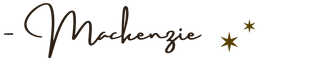 Decorative text with 'Mackenzie' and a star, likely a signature or brand name.