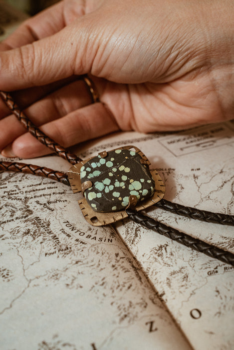 “Up at Dawn to Greet the Sun” Turquoise bolo tie