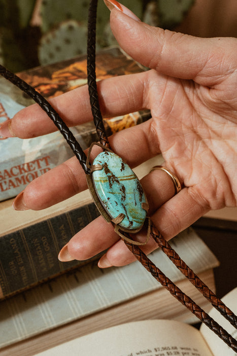 “Her eyes held the sea” Turquoise bolo tie