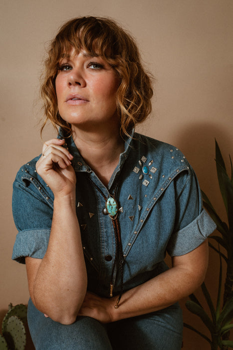 “Her eyes held the sea” Turquoise bolo tie