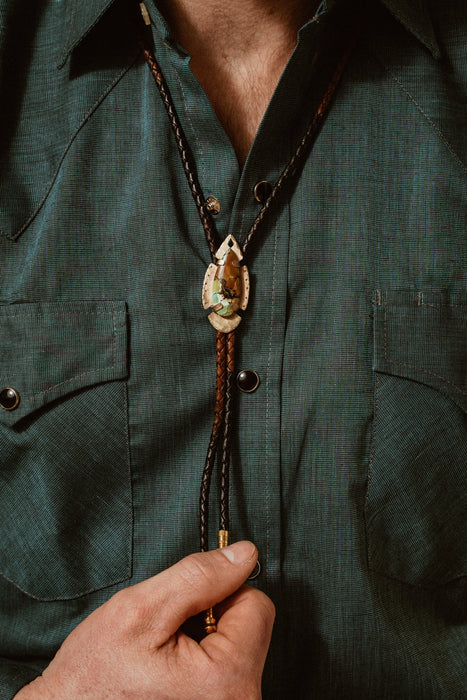 Tear drop Turquoise bolo tie