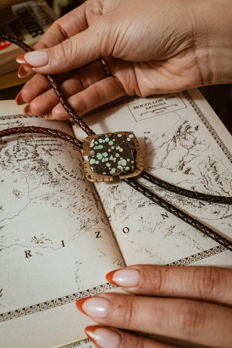 “Up at Dawn to Greet the Sun” Turquoise bolo tie