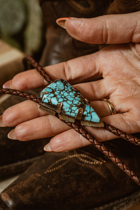 “Feathered Indians” Turquoise bolo tie