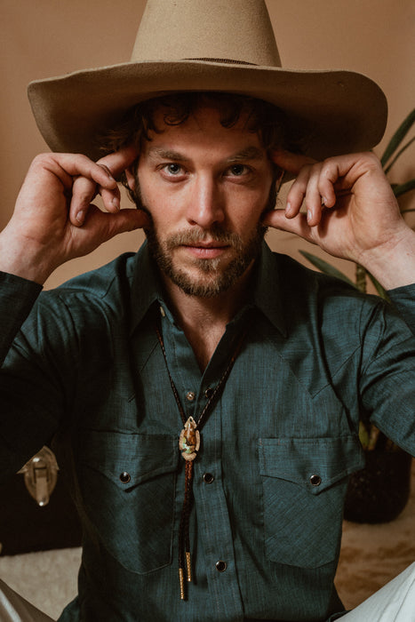 Tear drop Turquoise bolo tie