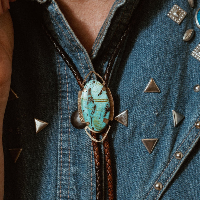 “Her eyes held the sea” Turquoise bolo tie